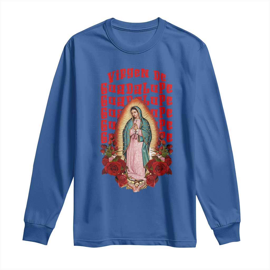 Our Lady of Guadalupe Long Sleeve Shirt Saint Virgin Mary Mexican TS14 Royal Blue Print Your Wear