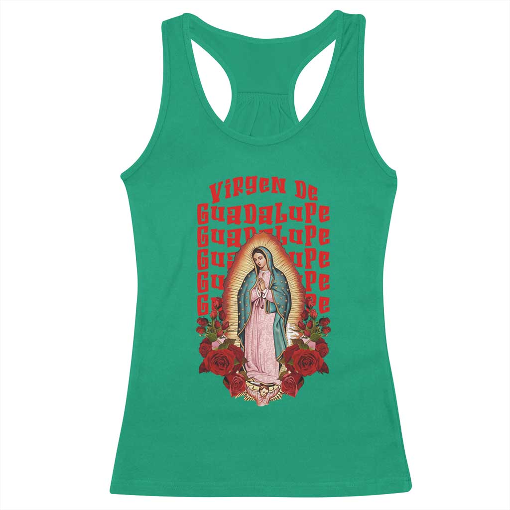 Our Lady of Guadalupe Racerback Tank Top Saint Virgin Mary Mexican TS14 Irish Green Print Your Wear