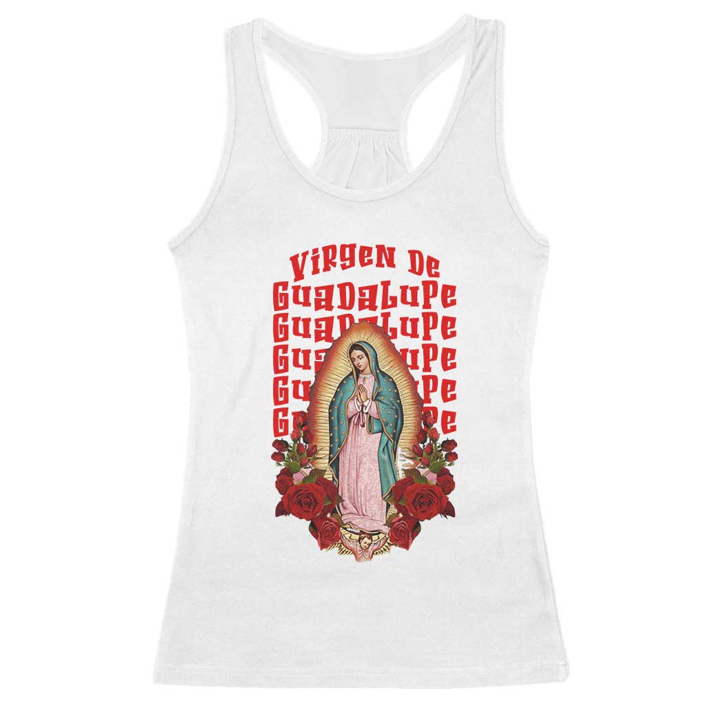 Our Lady of Guadalupe Racerback Tank Top Saint Virgin Mary Mexican TS14 White Print Your Wear
