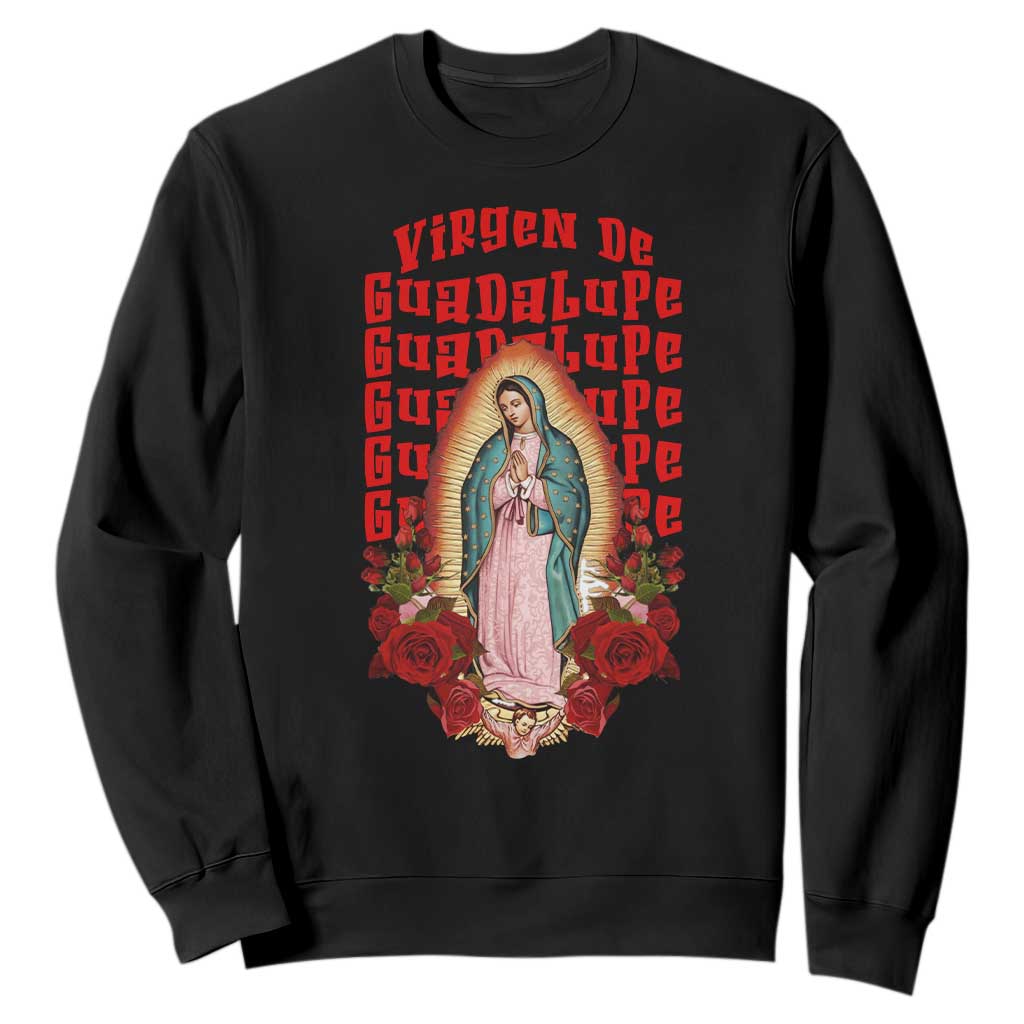 Our Lady of Guadalupe Sweatshirt Saint Virgin Mary Mexican TS14 Black Print Your Wear