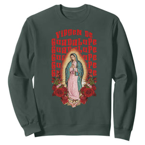 Our Lady of Guadalupe Sweatshirt Saint Virgin Mary Mexican TS14 Dark Forest Green Print Your Wear