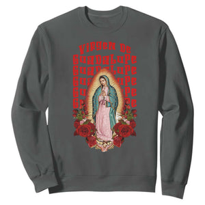 Our Lady of Guadalupe Sweatshirt Saint Virgin Mary Mexican TS14 Dark Heather Print Your Wear