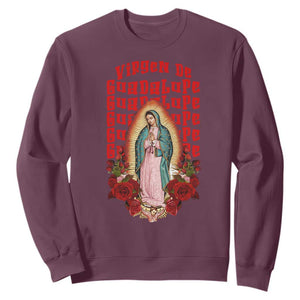 Our Lady of Guadalupe Sweatshirt Saint Virgin Mary Mexican TS14 Maroon Print Your Wear