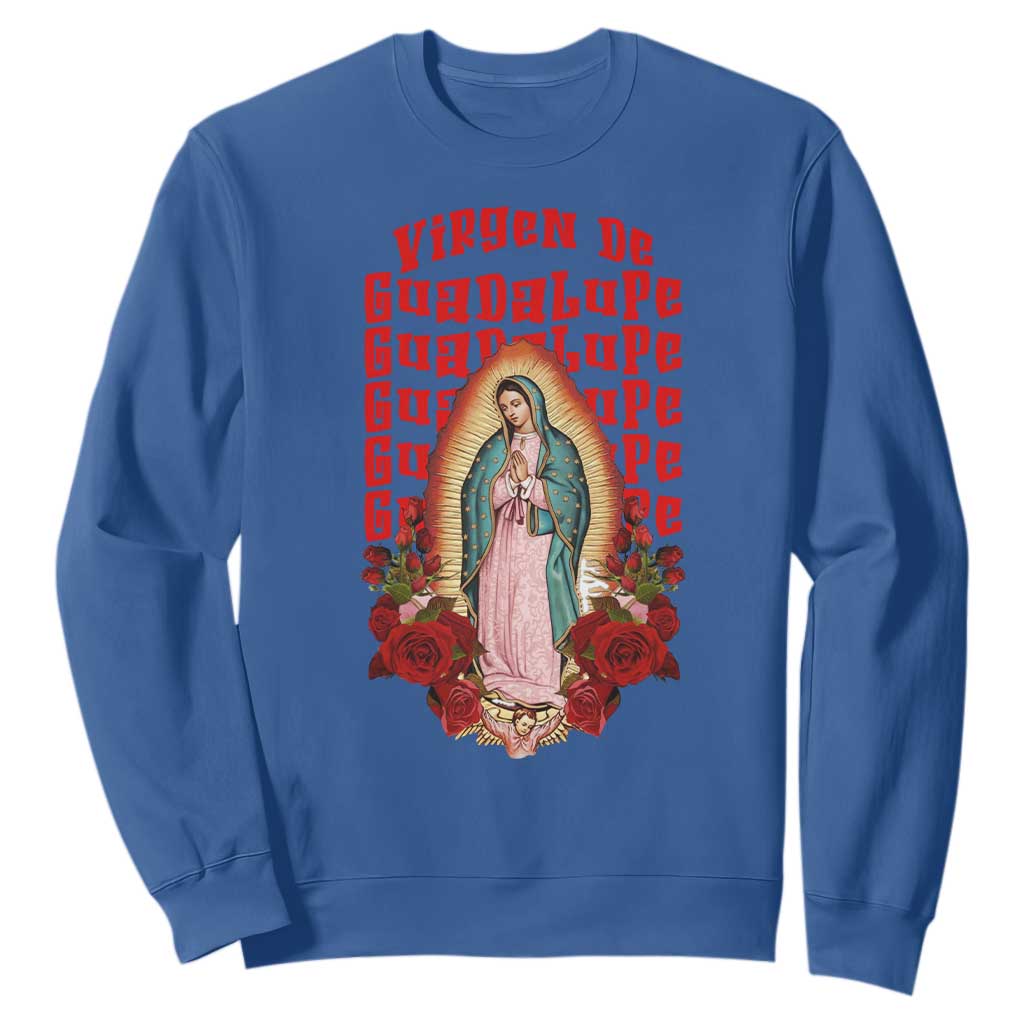 Our Lady of Guadalupe Sweatshirt Saint Virgin Mary Mexican TS14 Royal Blue Print Your Wear