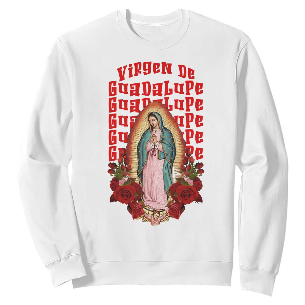 Our Lady of Guadalupe Sweatshirt Saint Virgin Mary Mexican TS14 White Print Your Wear