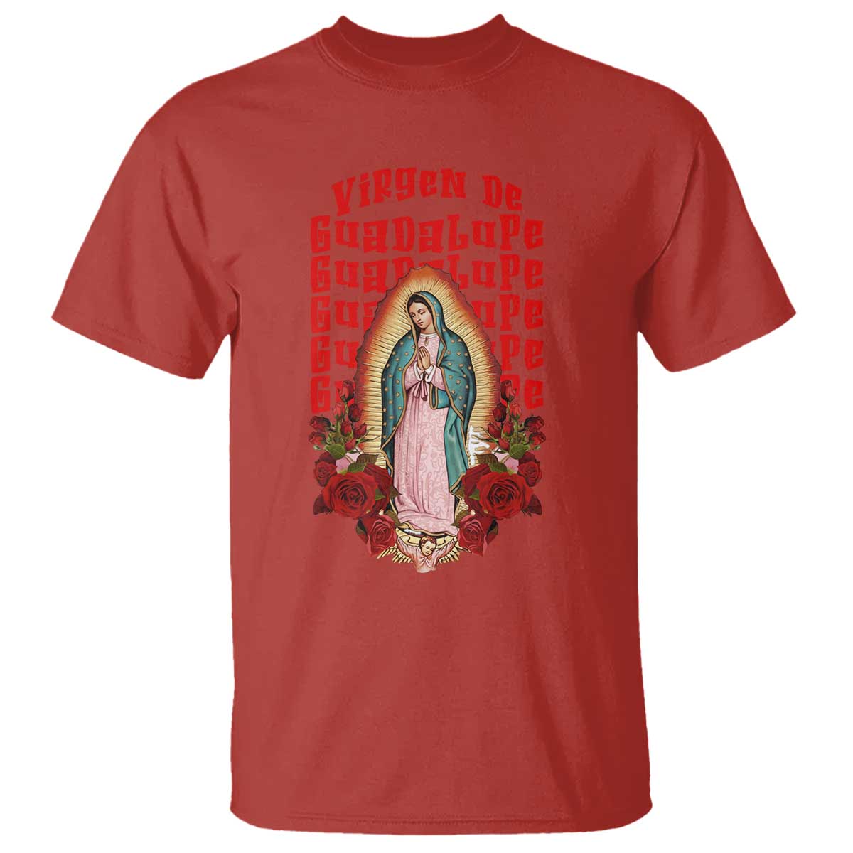 Our Lady of Guadalupe T Shirt Saint Virgin Mary Mexican TS14 Red Print Your Wear