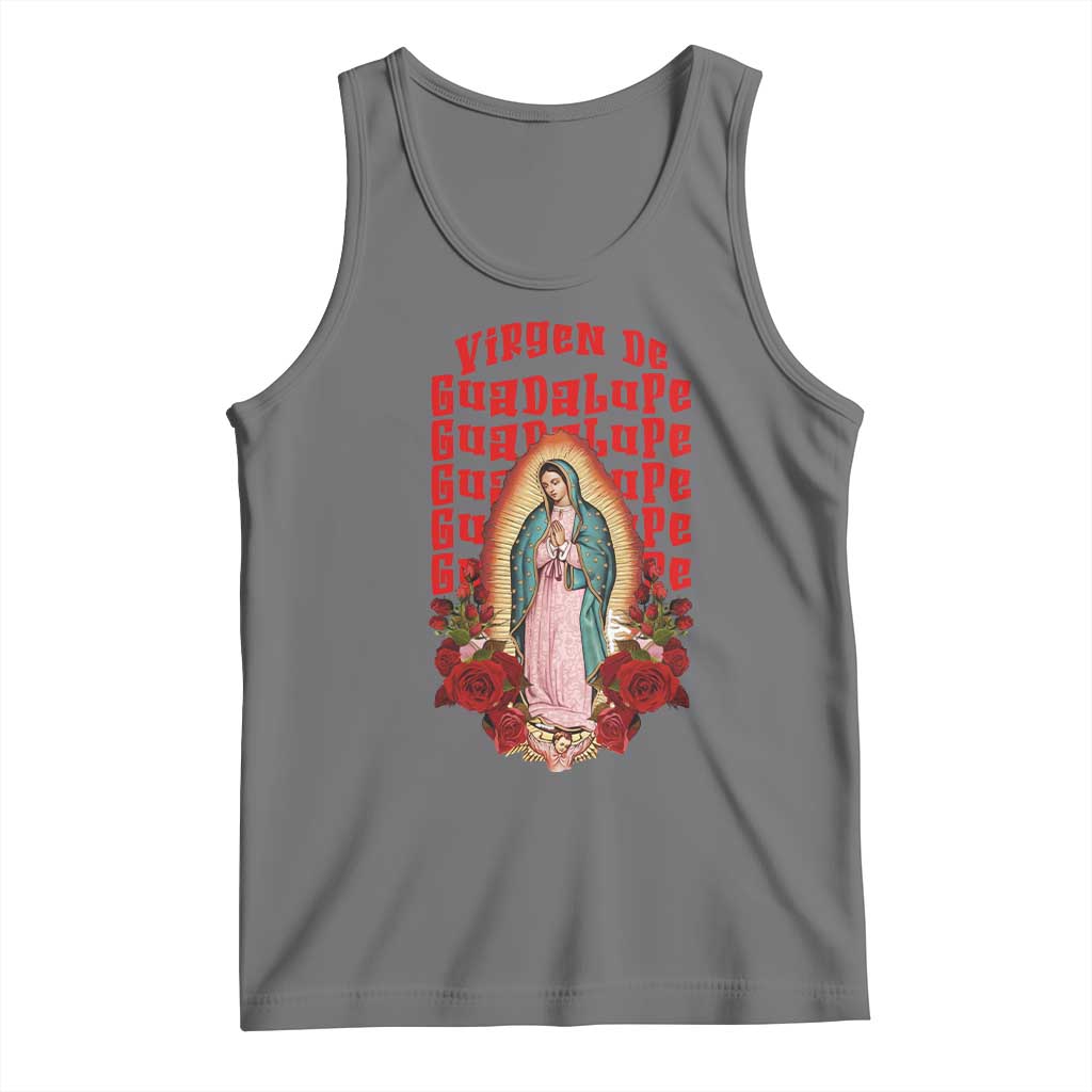 Our Lady of Guadalupe Tank Top Saint Virgin Mary Mexican TS14 Black Heather Print Your Wear