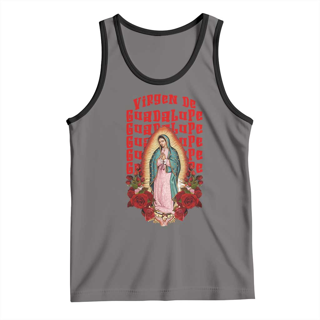 Our Lady of Guadalupe Tank Top Saint Virgin Mary Mexican TS14 Deep Heather Black Print Your Wear