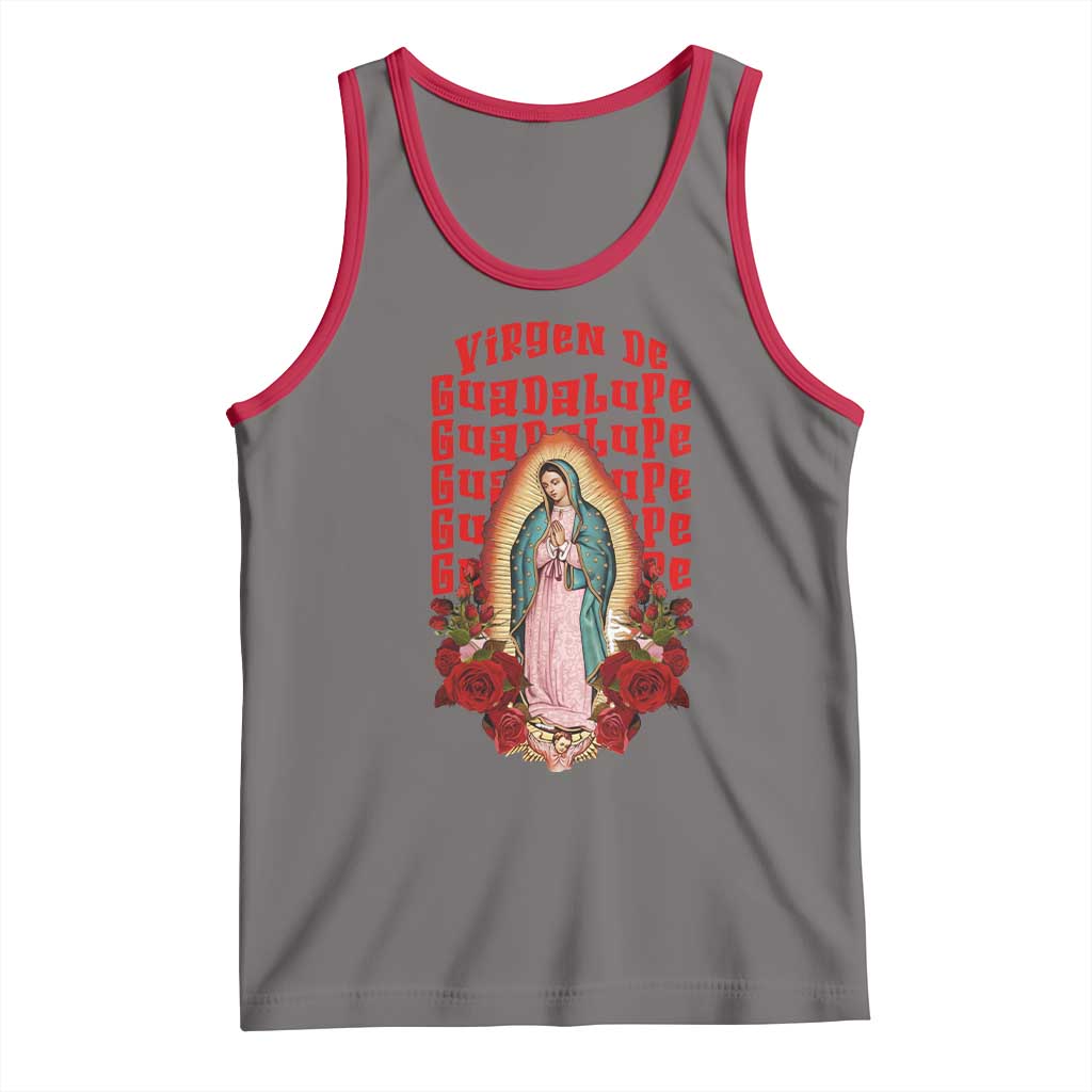 Our Lady of Guadalupe Tank Top Saint Virgin Mary Mexican TS14 Deep Heather Red Print Your Wear