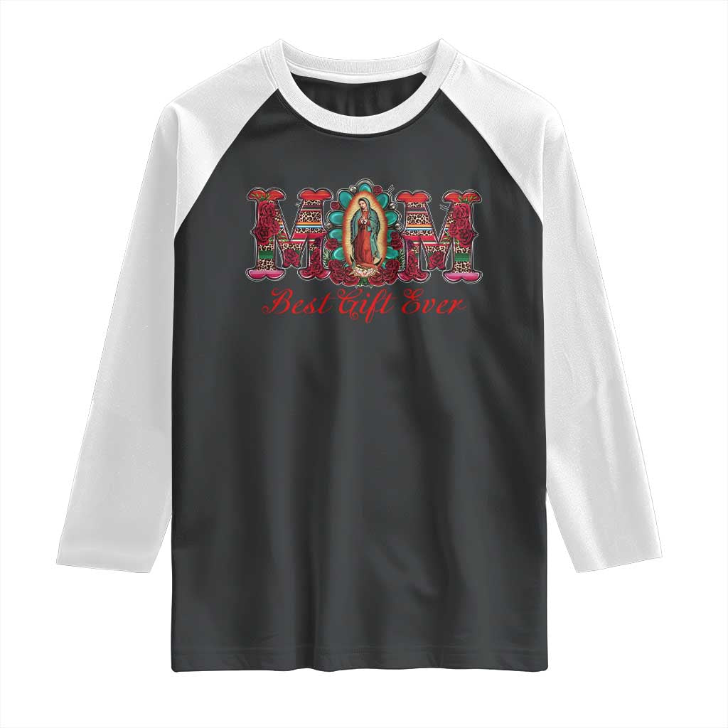 Our Lady of Guadalupe Raglan Shirt Virgin Mary Christian TS14 Black White Print Your Wear
