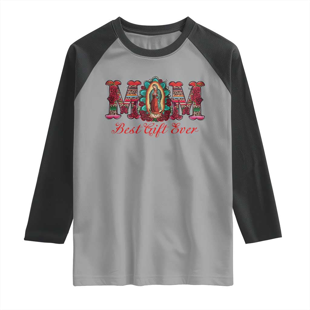 Our Lady of Guadalupe Raglan Shirt Virgin Mary Christian TS14 Sport Gray Black Print Your Wear