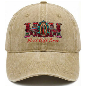 Our Lady of Guadalupe Washed Cotton Baseball Cap Virgin Mary Christian TS14 Washed Cap Universal Fit Khaki Print Your Wear