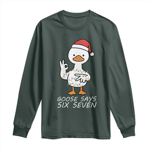 67 Six Seven Silly Goose Christmas Meme Long Sleeve Shirt TS14 Dark Forest Green Print Your Wear