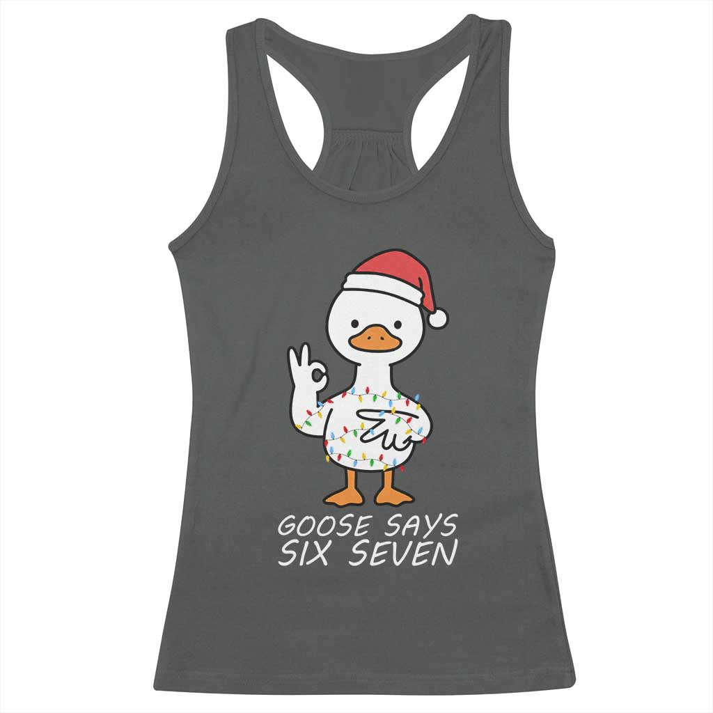 67 Six Seven Silly Goose Christmas Meme Racerback Tank Top TS14 Dark Heather Print Your Wear