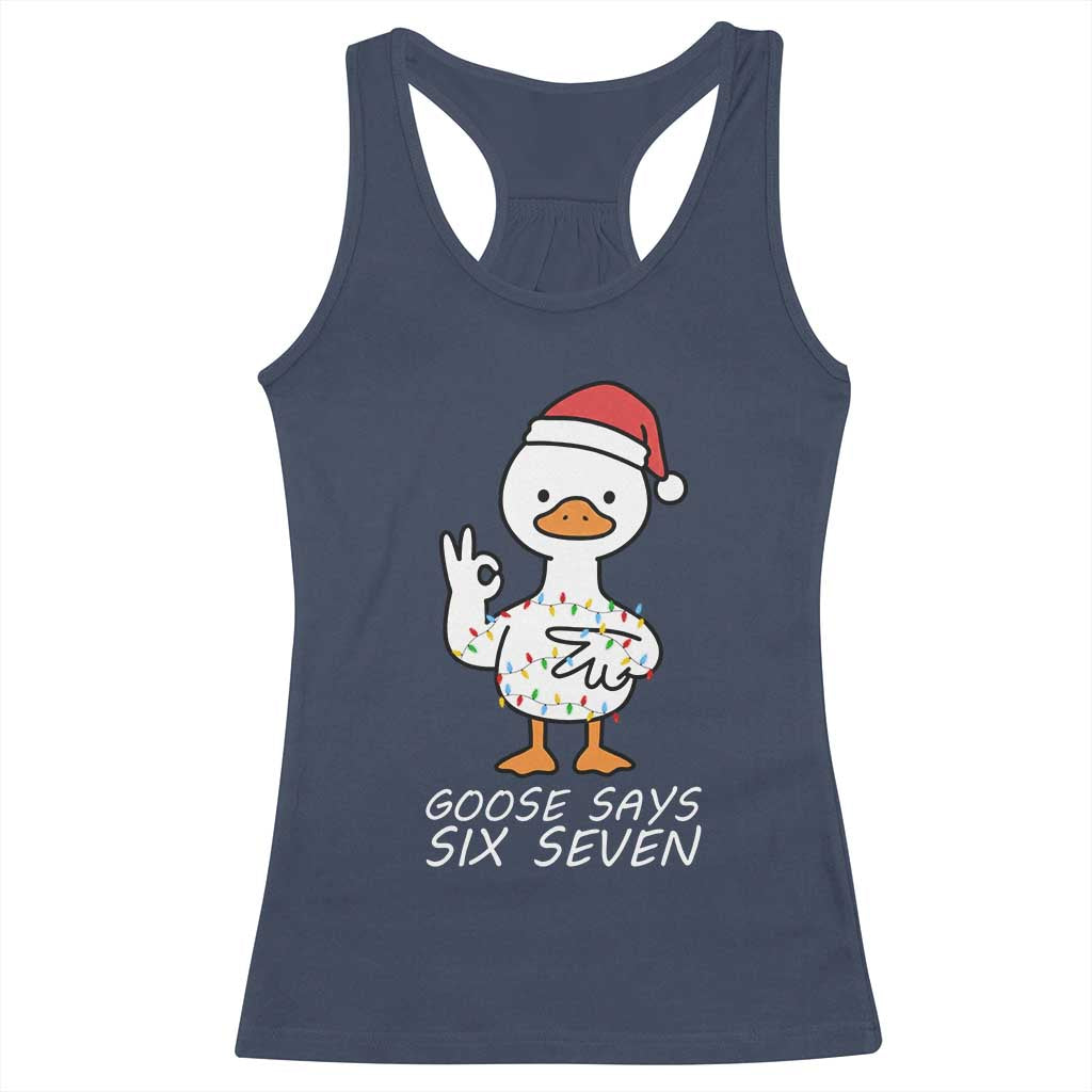 67 Six Seven Silly Goose Christmas Meme Racerback Tank Top TS14 Navy Print Your Wear
