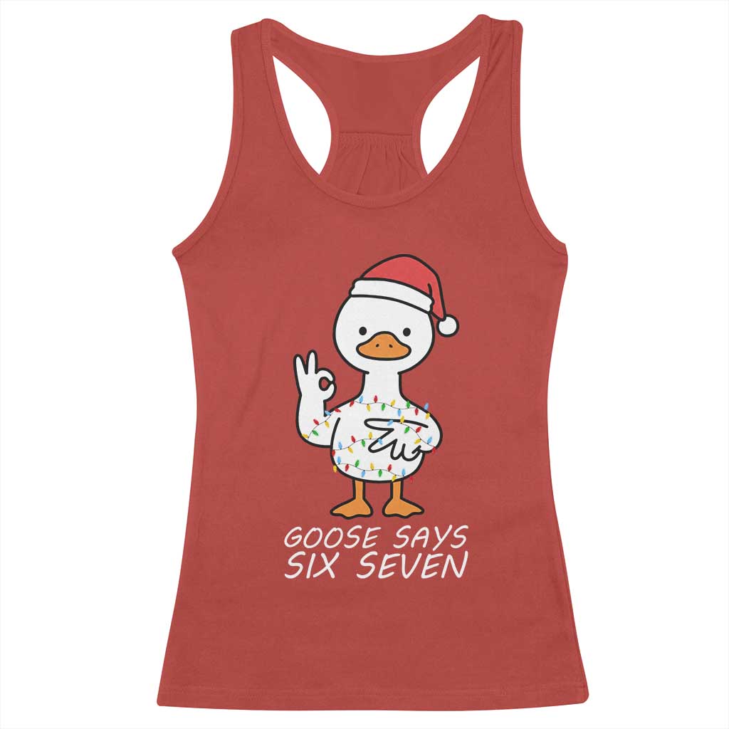 67 Six Seven Silly Goose Christmas Meme Racerback Tank Top TS14 Red Print Your Wear