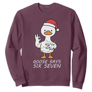 67 Six Seven Silly Goose Christmas Meme Sweatshirt TS14 Maroon Print Your Wear