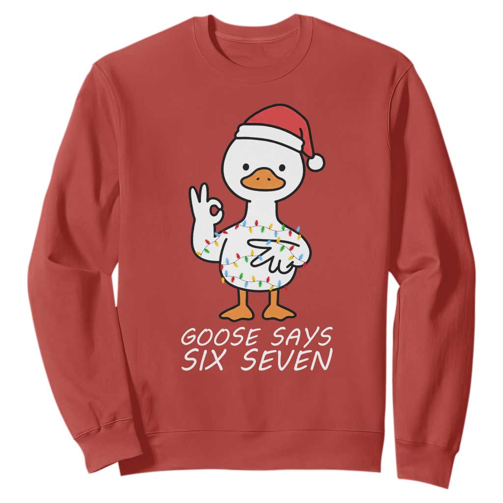 67 Six Seven Silly Goose Christmas Meme Sweatshirt TS14 Red Print Your Wear