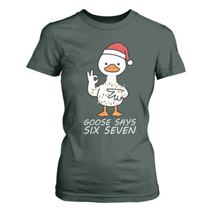 67 Six Seven Silly Goose Christmas Meme T Shirt For Women TS14 Dark Forest Green Print Your Wear