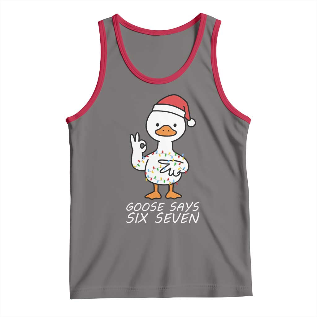 67 Six Seven Silly Goose Christmas Meme Tank Top TS14 Deep Heather Red Print Your Wear