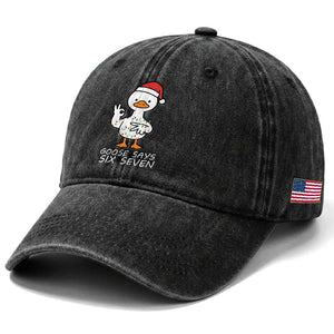 67 Six Seven Silly Goose Christmas Meme Washed Cotton Baseball Cap TS14 Print Your Wear