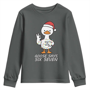 67 Six Seven Silly Goose Christmas Meme Youth Sweatshirt TS14 Dark Heather Print Your Wear