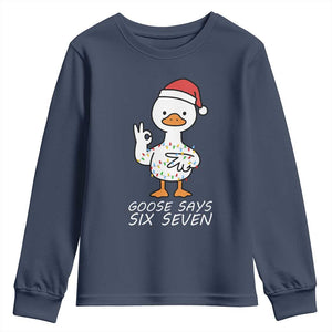 67 Six Seven Silly Goose Christmas Meme Youth Sweatshirt TS14 Navy Print Your Wear