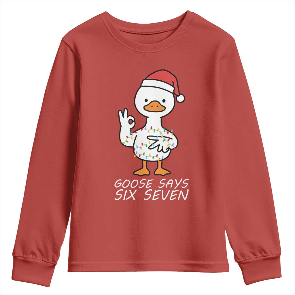 67 Six Seven Silly Goose Christmas Meme Youth Sweatshirt TS14 Red Print Your Wear