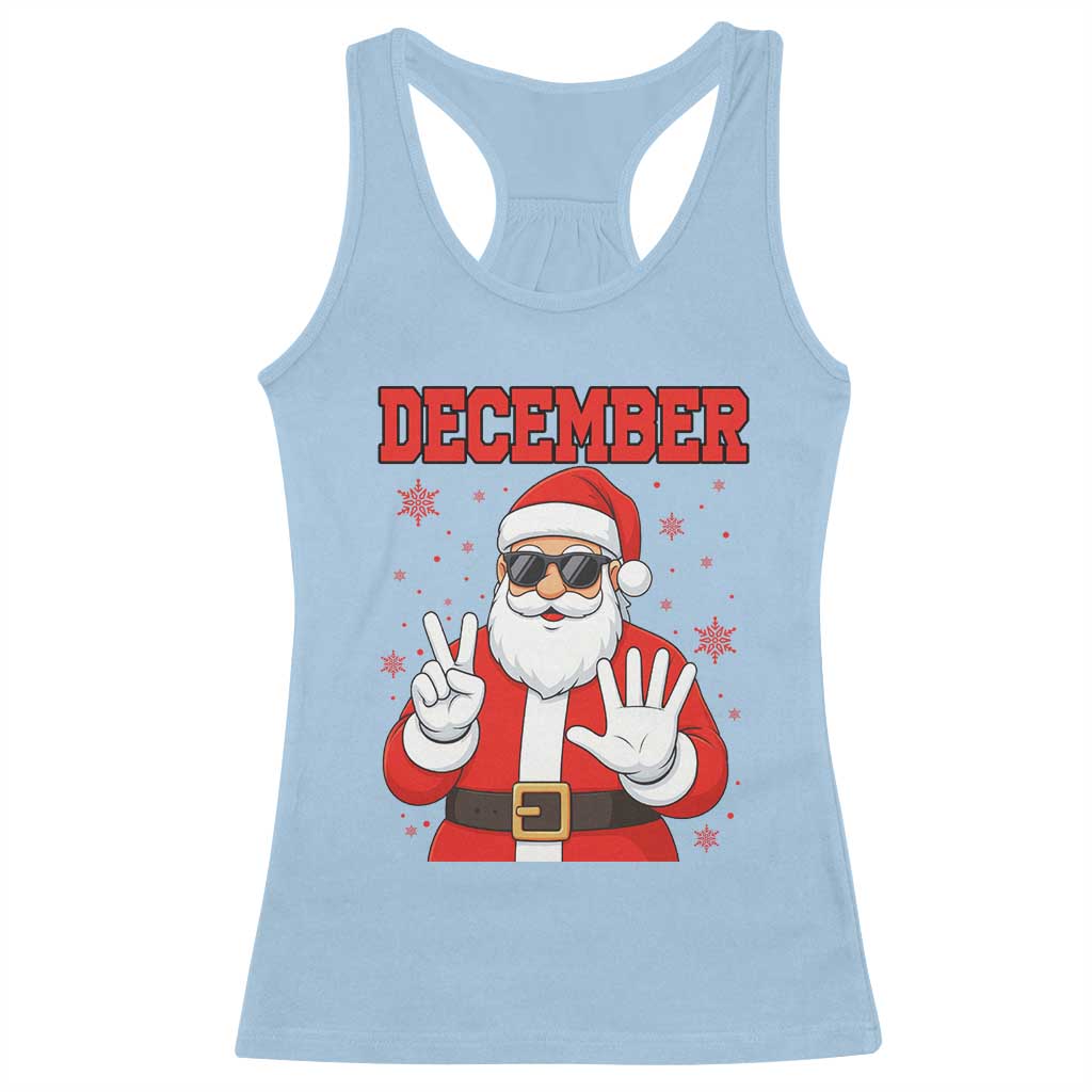 December 25 Racerback Tank Top Funny Santa Says Christmas TS14 Light Blue Print Your Wear