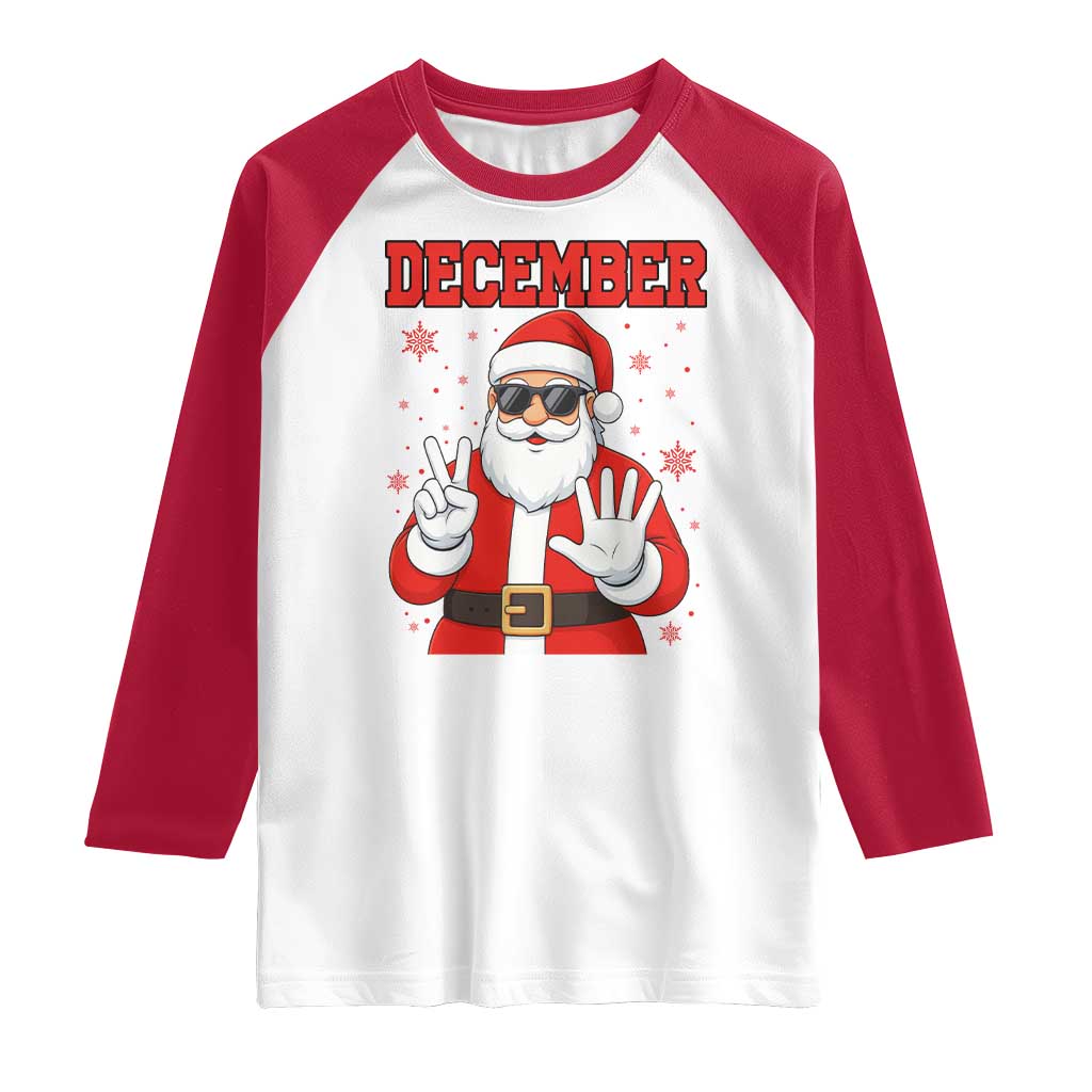 December 25 Raglan Shirt Funny Santa Says Christmas TS14 White Red Print Your Wear