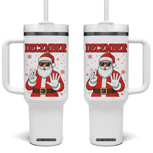 December 25 Tumbler With Handle Funny Santa Says Christmas TS14 One Size: 40 oz White Print Your Wear