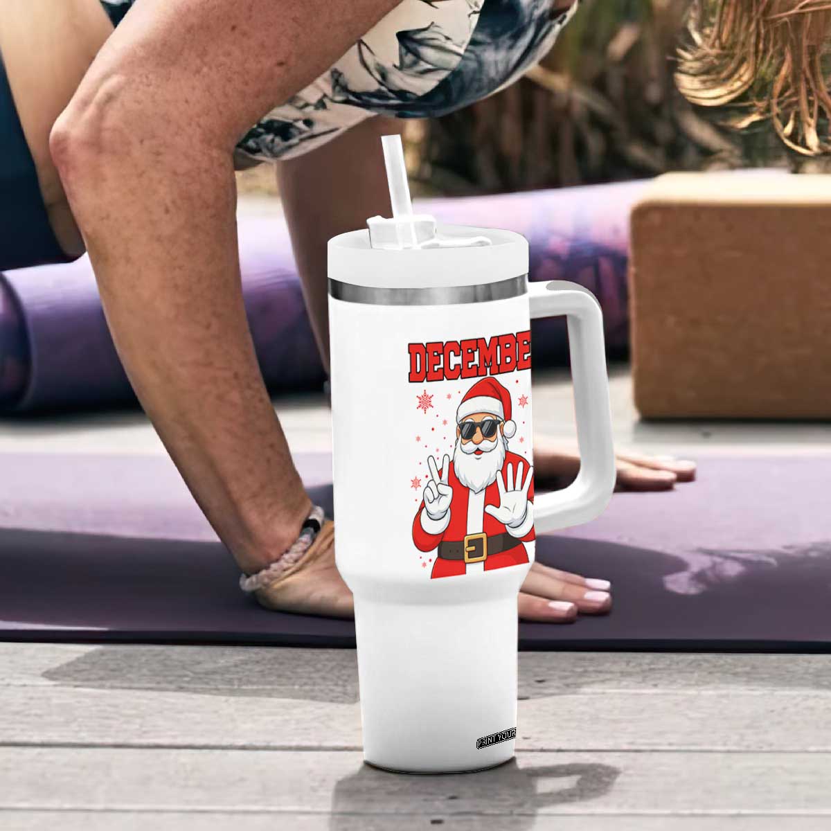 December 25 Tumbler With Handle Funny Santa Says Christmas TS14 Print Your Wear