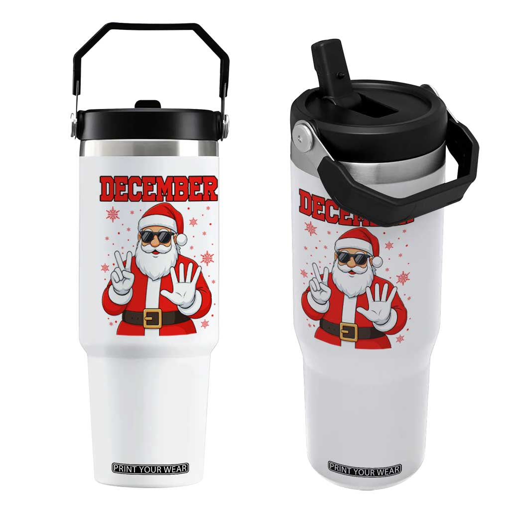 December 25 Flip Straw Tumbler Funny Santa Says Christmas TS14 One Size: 30 oz White Print Your Wear