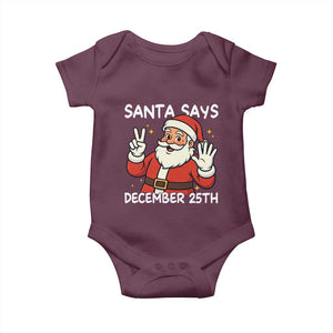 Santa Christmas December 25 Baby Onesie TS14 Maroon Print Your Wear