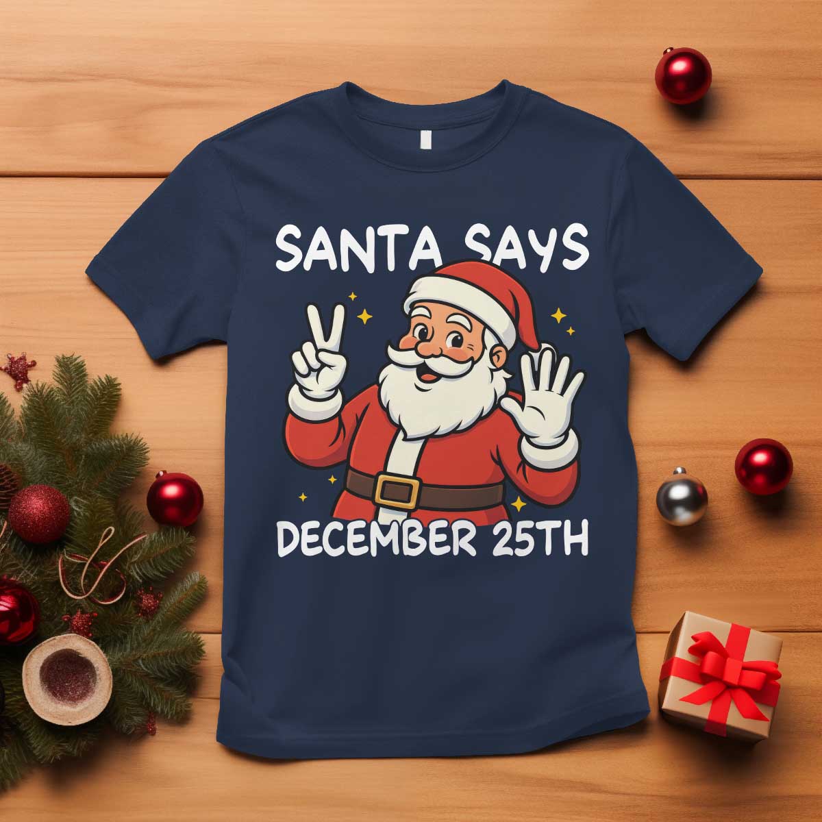 Santa Christmas December 25 T Shirt TS14 Navy Print Your Wear