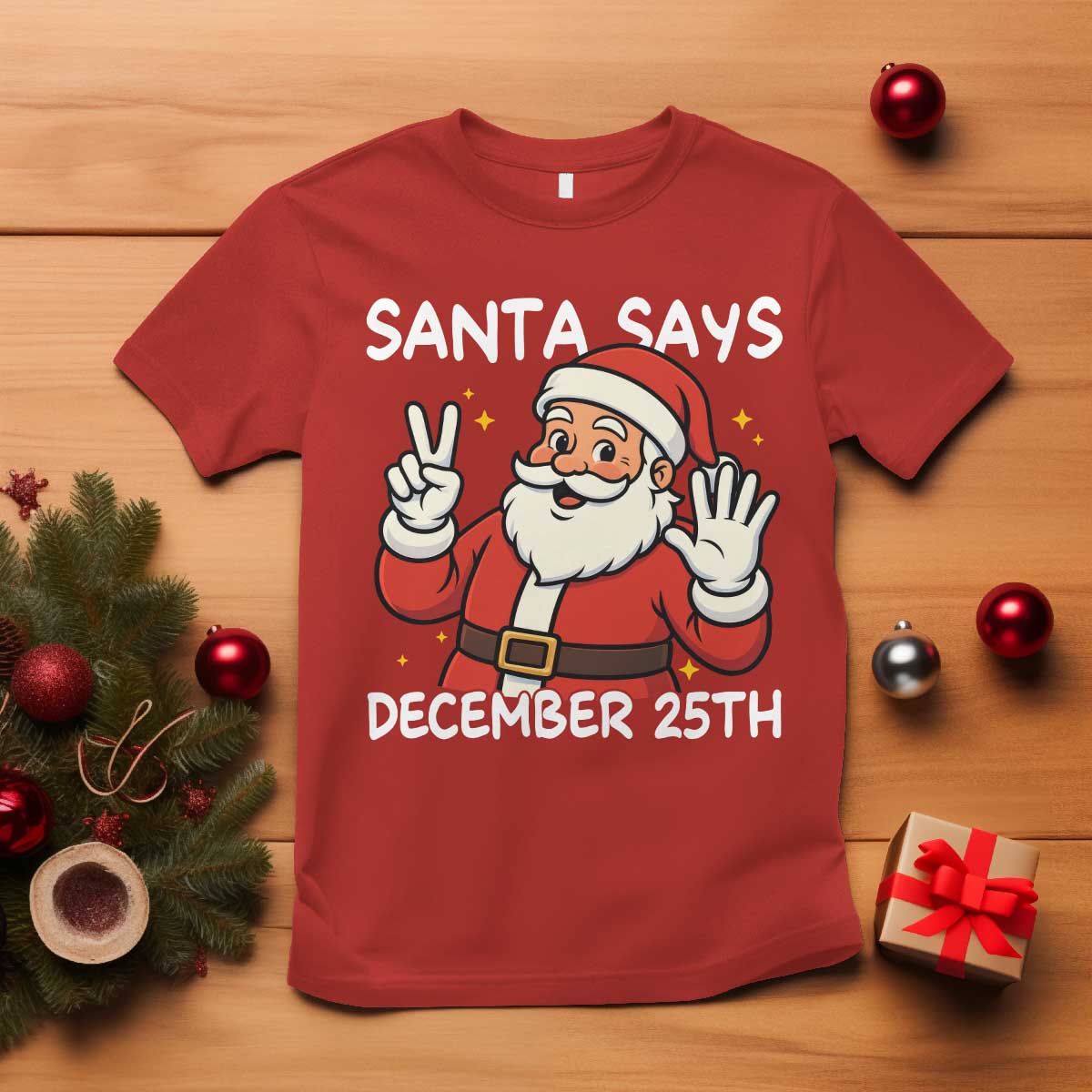 Santa Christmas December 25 T Shirt TS14 Red Print Your Wear