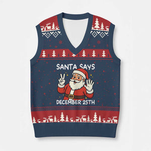 Santa Xmas December 25 V-Neck Knit Sweater Vest TS14 Navy Red Print Your Wear