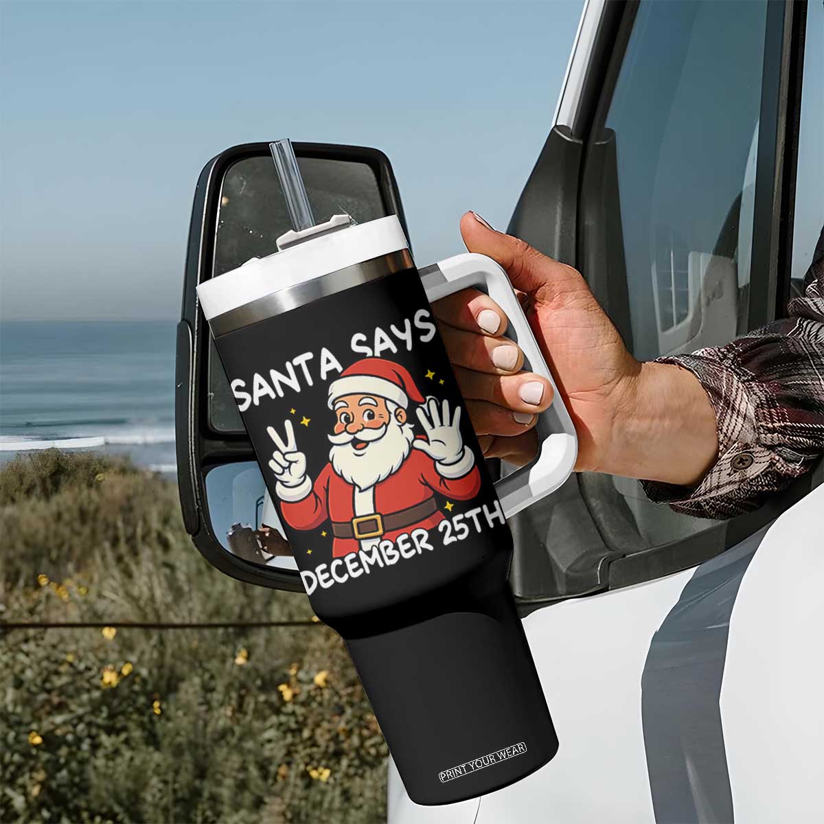 Santa Christmas December 25 Tumbler With Handle TS14 Print Your Wear