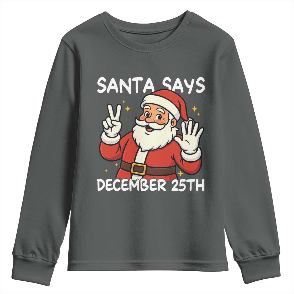Santa Christmas December 25 Youth Sweatshirt TS14 Dark Heather Print Your Wear