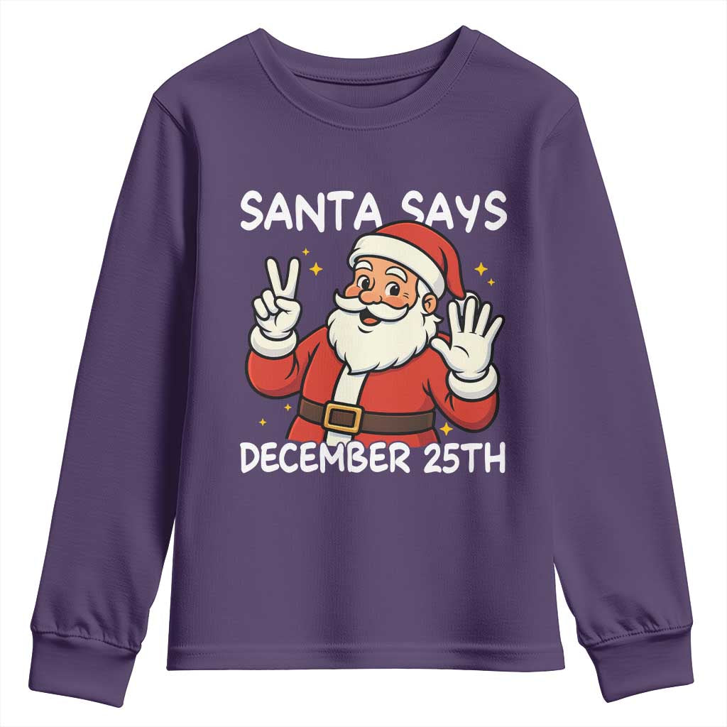 Santa Christmas December 25 Youth Sweatshirt TS14 Purple Print Your Wear