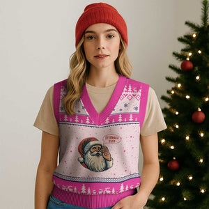 Funny Santa Xmas December 25 V-Neck Knit Sweater Vest TS14 Hot Pink Print Your Wear