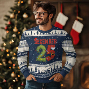 Xmas December 25 Ugly Christmas Sweater Family Holiday Xmas TS14 Navy Beige Print Your Wear