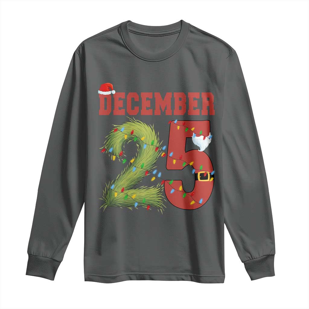 Christmas December 25 Long Sleeve Shirt Family Holiday Xmas TS14 Dark Heather Print Your Wear