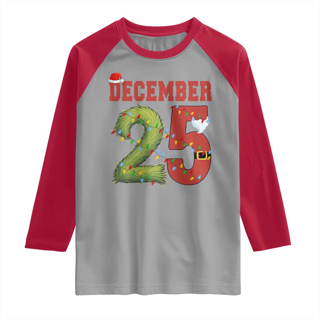 Christmas December 25 Raglan Shirt Family Holiday Xmas TS14 Sport Gray Red Print Your Wear