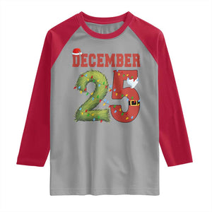 Christmas December 25 Raglan Shirt Family Holiday Xmas TS14 Sport Gray Red Print Your Wear