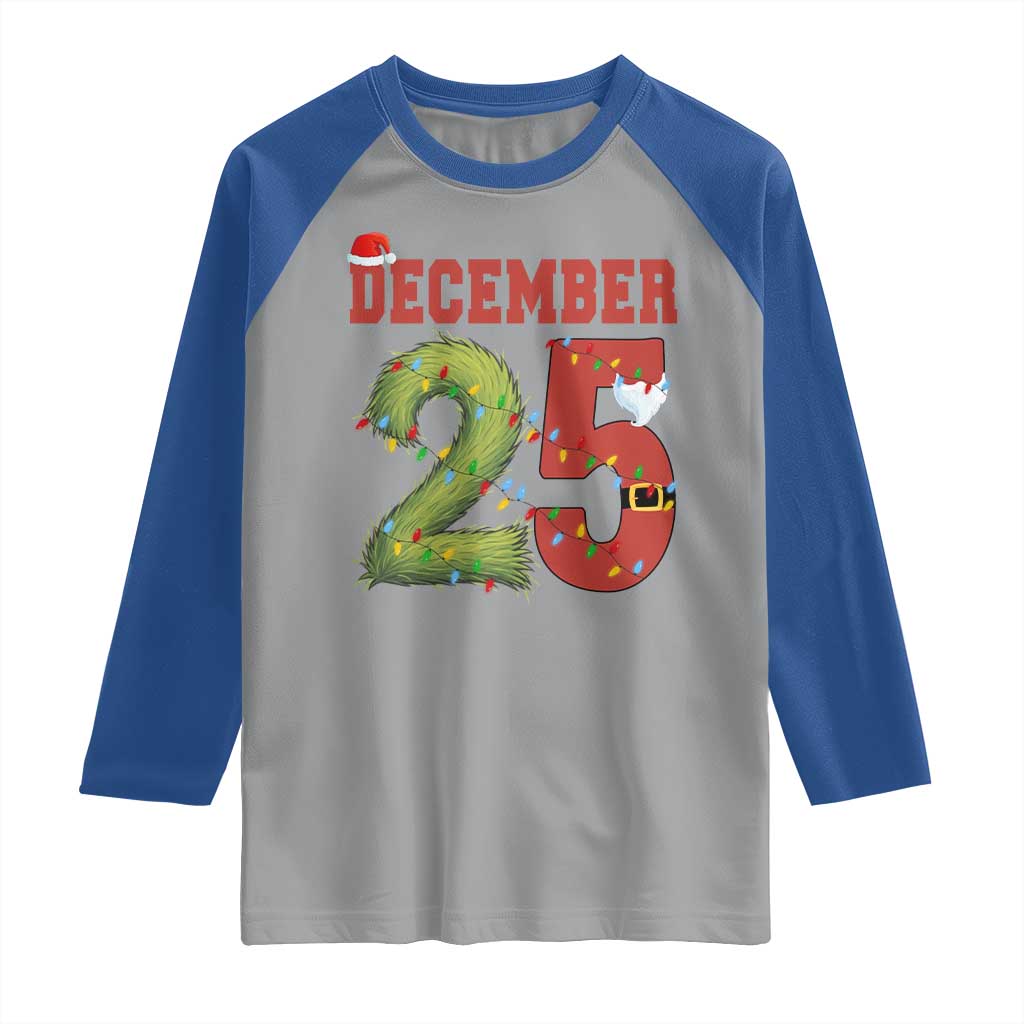Christmas December 25 Raglan Shirt Family Holiday Xmas TS14 Sport Gray Royal Print Your Wear