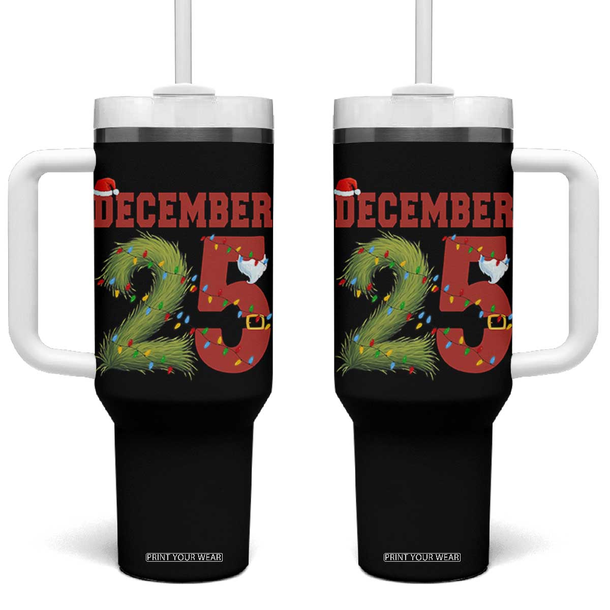 Christmas December 25 Tumbler With Handle Family Holiday Xmas TS14 One Size: 40 oz Black Print Your Wear