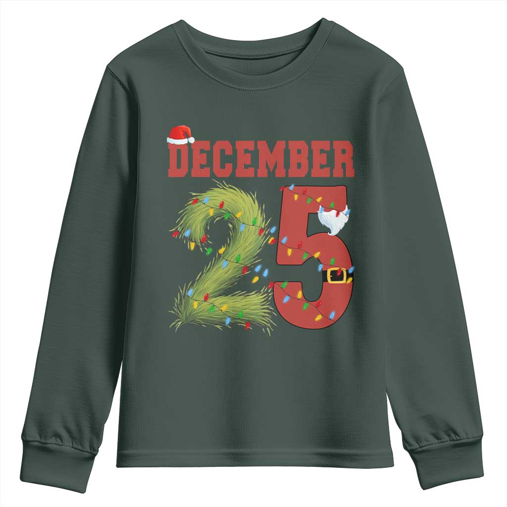 Christmas December 25 Youth Sweatshirt Family Holiday Xmas TS14 Dark Forest Green Print Your Wear