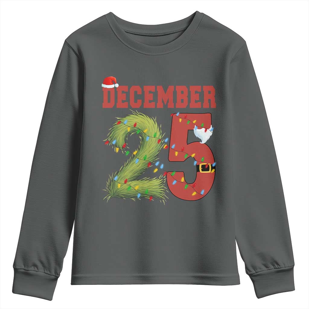 Christmas December 25 Youth Sweatshirt Family Holiday Xmas TS14 Dark Heather Print Your Wear