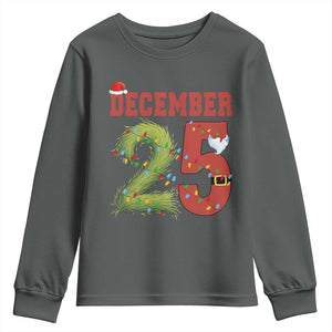 Christmas December 25 Youth Sweatshirt Family Holiday Xmas TS14 Dark Heather Print Your Wear